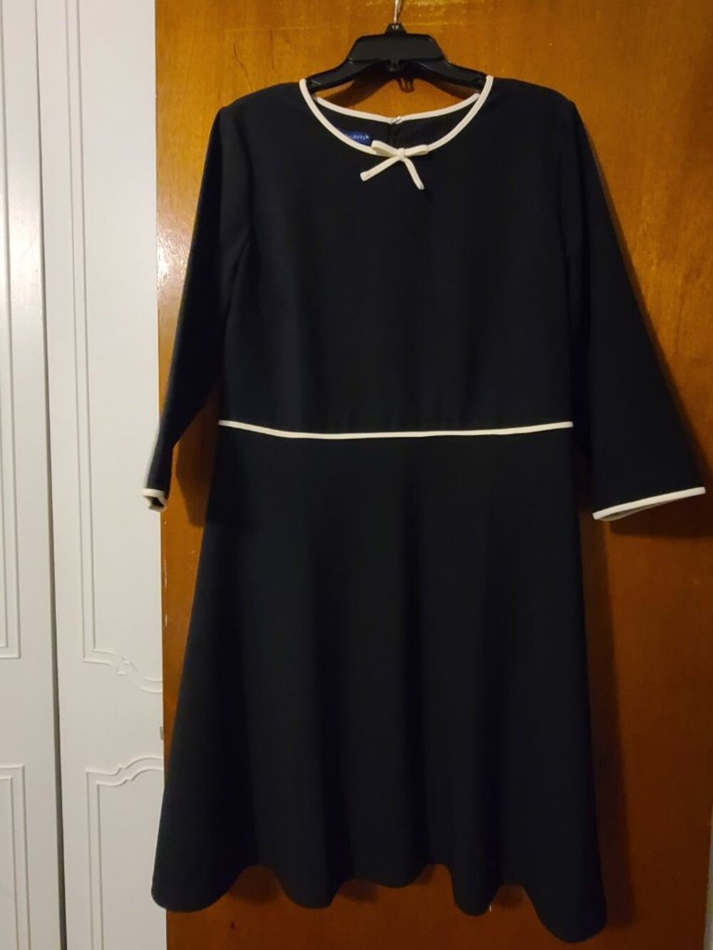 RSVP By Talbot's Black Dress With Ivory Piping Size 14P